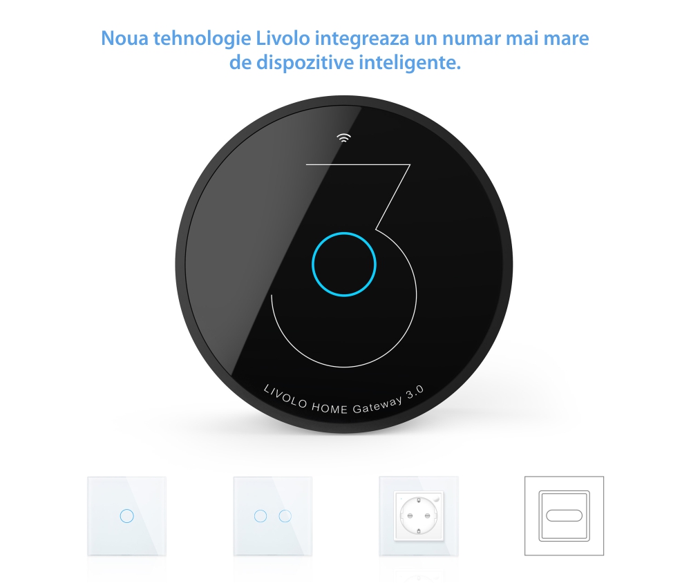 Hub Livolo cu Protocol ZigBee 3.0, Control aplicatie & Wi-Fi, Model 2022