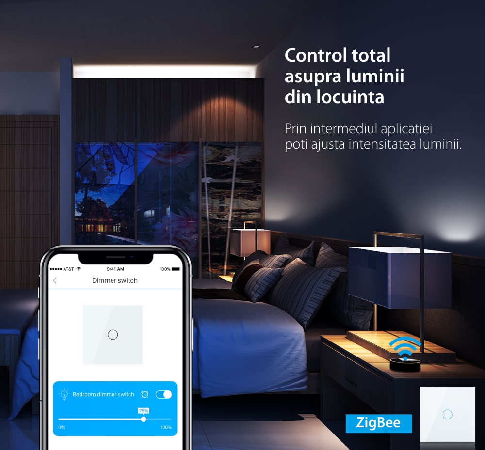 Hub Livolo cu Protocol ZigBee 3.0, Control aplicatie & Wi-Fi, Model 2022