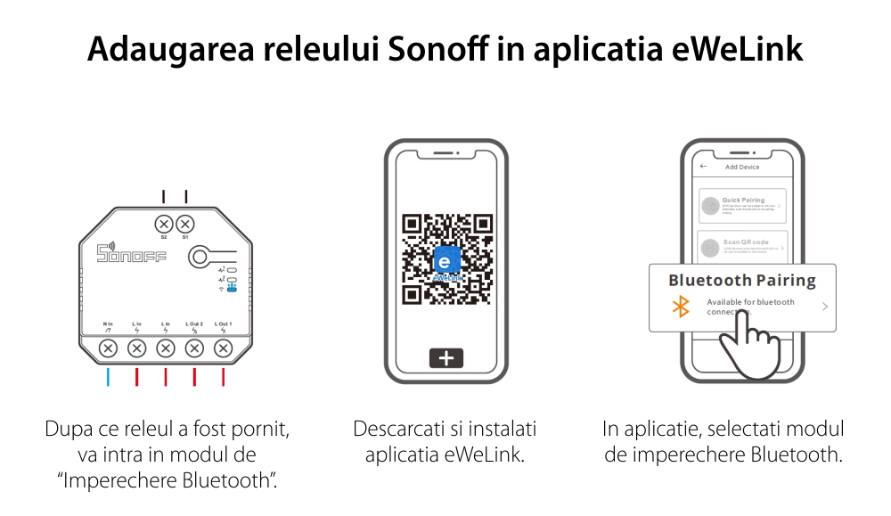 Releu Sonoff Dual R3 Lite cu 2 canale, Programari, Wi-Fi 2.4 GHz