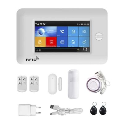 Kit sistem de securitate cu alarma PGST PG-106, Conexiune Wi-Fi &  GSM, Control vocal, Display 4.3 inch