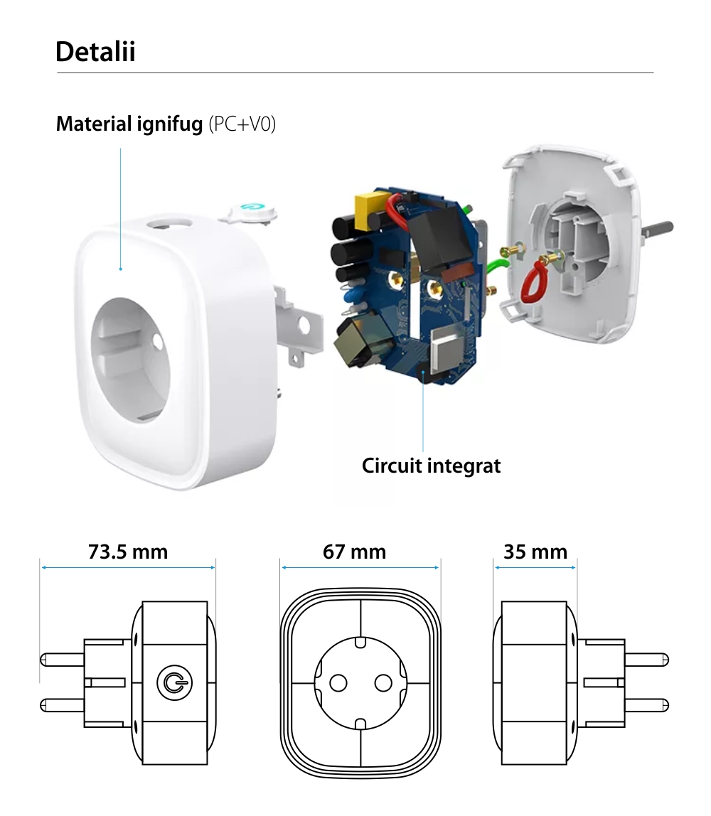 Pachet 4 prize smart Gosund SP1 cu Wi-Fi, Monitorizare energie, Control vocal, 3680 W, 16 A