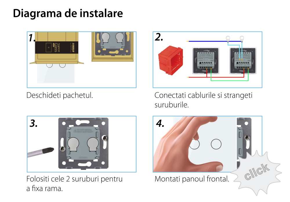 Intrerupator Dublu Cap Scara / Cruce cu Variator si Touch LIVOLO – Serie Noua