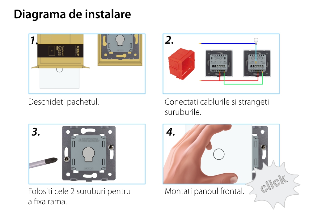 Intrerupator Simplu Cap Scara / Cruce cu Variator si Touch LIVOLO – Serie Noua