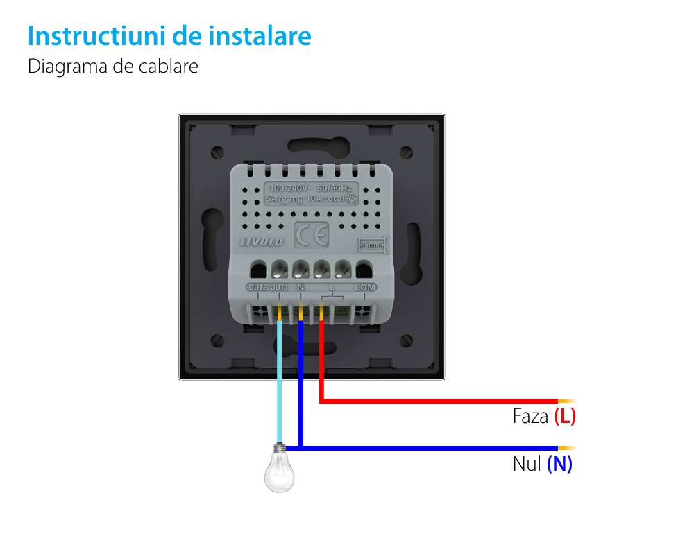 Intrerupator Simplu Wi-Fi LIVOLO cu Touch – Serie Noua