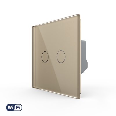 Intrerupator Dublu Wi-Fi cu Touch LIVOLO din Sticla – Serie Noua culoare aurie