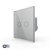 Intrerupator Dublu Wi-Fi cu Touch LIVOLO din Sticla – Serie Noua culoare gri