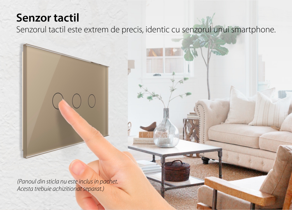 Modul Intrerupator Triplu Wi-Fi cu Touch LIVOLO – Serie Noua