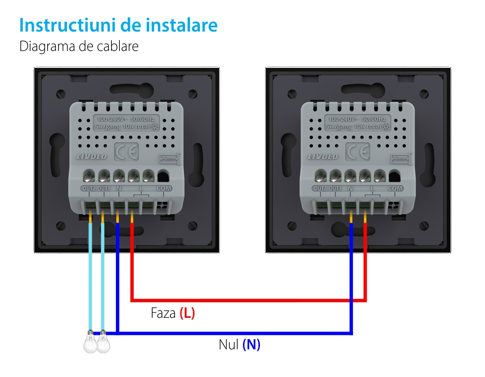 Modul Intrerupator Dublu Wi-Fi cu Touch LIVOLO – Serie Noua