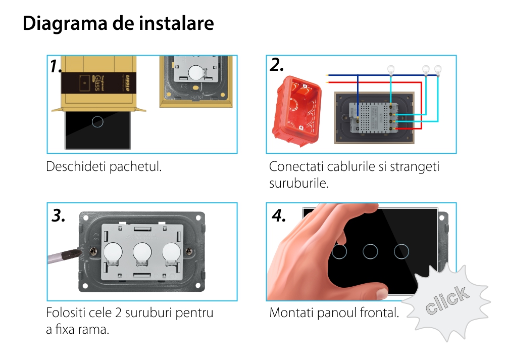 Modul Intrerupator Triplu Wi-Fi cu Touch LIVOLO – Serie Noua