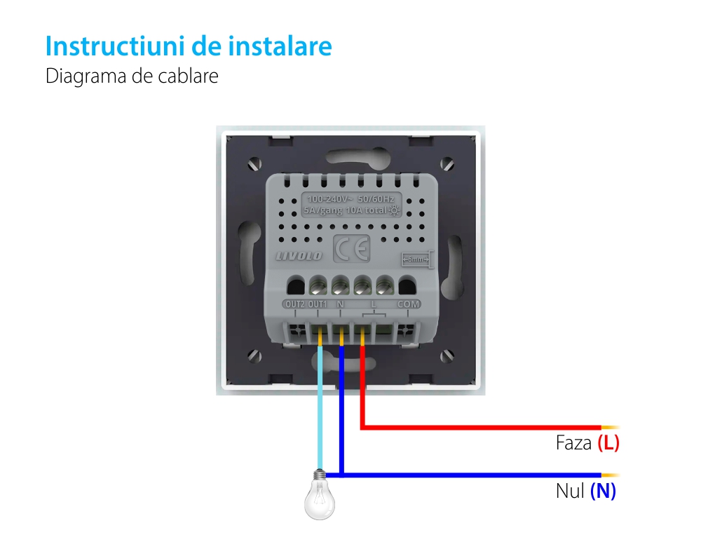 Modul Intrerupator Simplu Wi-Fi cu Touch LIVOLO – Serie Noua