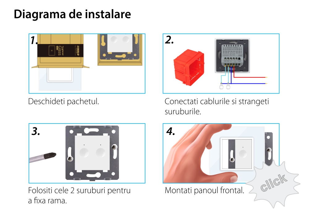 Intrerupator Dublu Wi-Fi cu Touch LIVOLO cu Rama din Sticla – Serie Noua