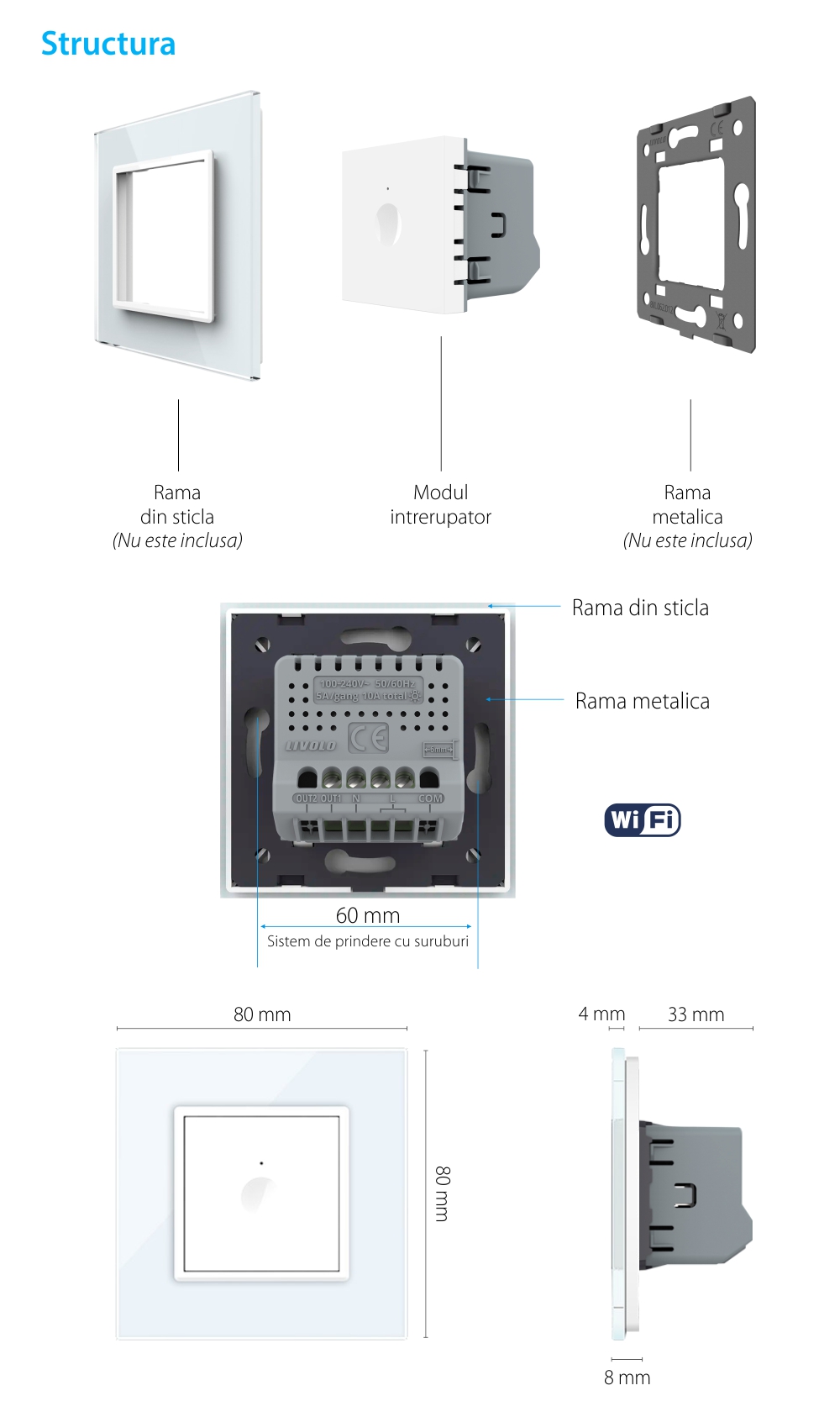 Modul Intrerupator Simplu Wi-Fi cu Touch LIVOLO – Serie Noua