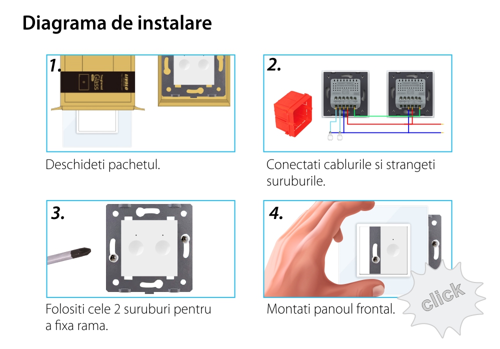 Modul Intrerupator Dublu Cap Scara / Cruce Wi-Fi cu Touch LIVOLO – Serie Noua, Alb