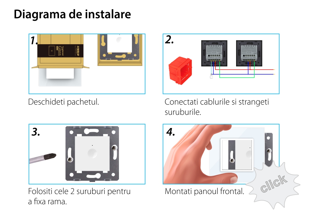 Intrerupator Simplu Cap Scara / Cruce Wi-Fi cu Touch LIVOLO – Serie Noua, Alb