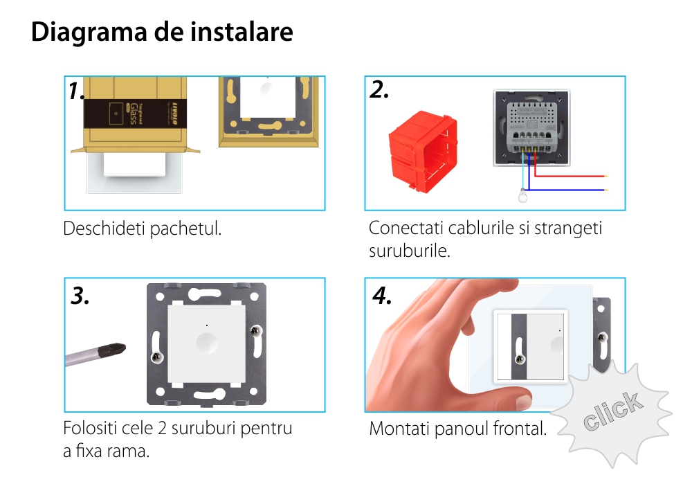 Intrerupator Simplu Wi-Fi cu Touch LIVOLO cu Rama din Sticla – Serie Noua