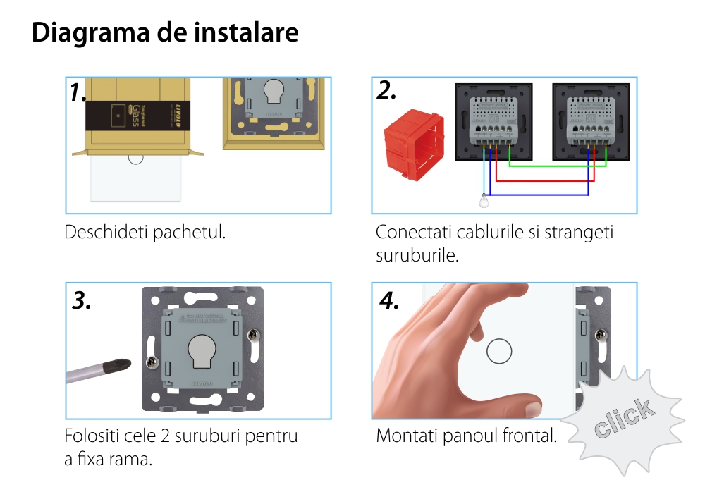 Intrerupator Simplu Cap / Cruce Wi-Fi cu Touch LIVOLO – Serie Noua