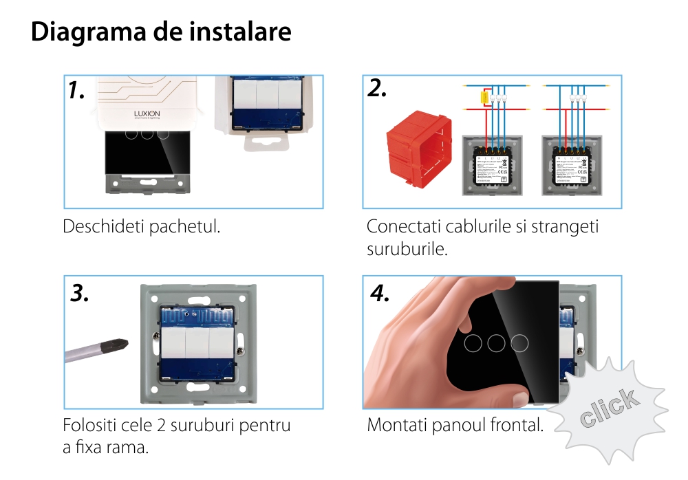 Intrerupator Triplu Wi-Fi cu Touch din Sticla LUXION