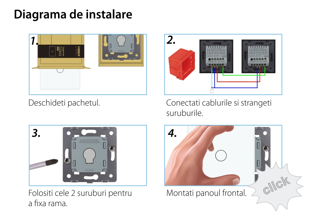 Modul Intrerupator Simplu Cap Scara / Cruce Wi-Fi cu Touch LIVOLO – Serie Noua