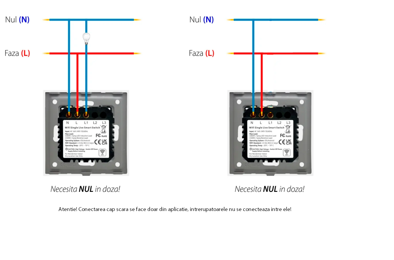 Intrerupator Simplu Wi-Fi cu Touch din Sticla LUXION