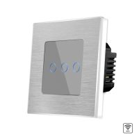 Intrerupator Triplu Wi-Fi cu Touch din Sticla si Rama de Aluminiu LUXION culoare gri