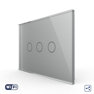 Intrerupator Triplu Cap Scara / Cruce Wi-Fi cu Touch LIVOLO, standard italian – Serie Noua culoare gri