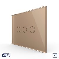 Intrerupator Triplu Cap Scara / Cruce Wi-Fi cu Touch LIVOLO, standard italian – Serie Noua culoare aurie