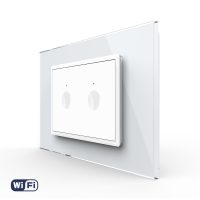 Intrerupator Dublu WIFI cu Touch LIVOLO cu rama din sticla, standard italian – Serie Noua