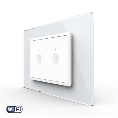 Intrerupator Dublu WIFI cu Touch LIVOLO cu rama din sticla, standard italian – Serie Noua