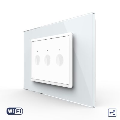 Intrerupator Triplu Cap Scara / Cruce Wi-Fi cu Touch LIVOLO, standard italian – Serie Noua, Alb