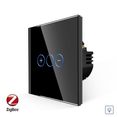 Intrerupator Simplu cu Variator cu Touch din Sticla LUXION, protocol Zigbee culoare neagra