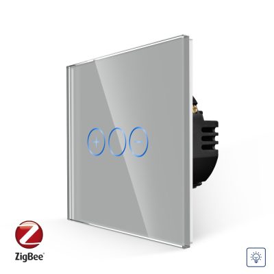 Intrerupator Simplu cu Variator cu Touch din Sticla LUXION, protocol Zigbee culoare gri