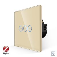 Intrerupator Simplu cu Variator cu Touch din Sticla LUXION, protocol Zigbee culoare aurie