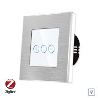 Intrerupator Simplu cu Variator cu Touch din Sticla si Rama de Aluminiu LUXION, protocol Zigbee