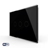 Intrerupator Triplu WIFI cu Touch LIVOLO din Sticla, standard Italian – Serie Noua culoare neagra