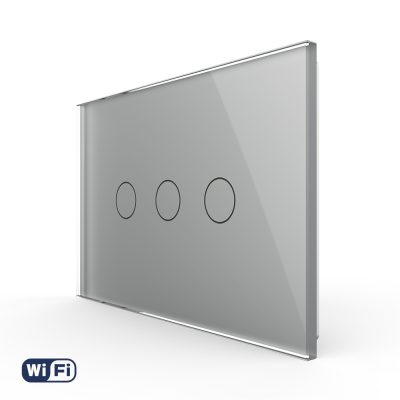 Intrerupator Triplu WIFI cu Touch LIVOLO din Sticla, standard Italian – Serie Noua culoare gri