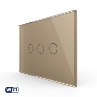 Intrerupator Triplu WIFI cu Touch LIVOLO din Sticla, standard Italian – Serie Noua culoare aurie