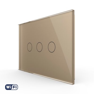 Intrerupator Triplu WIFI cu Touch LIVOLO din Sticla, standard Italian – Serie Noua culoare aurie