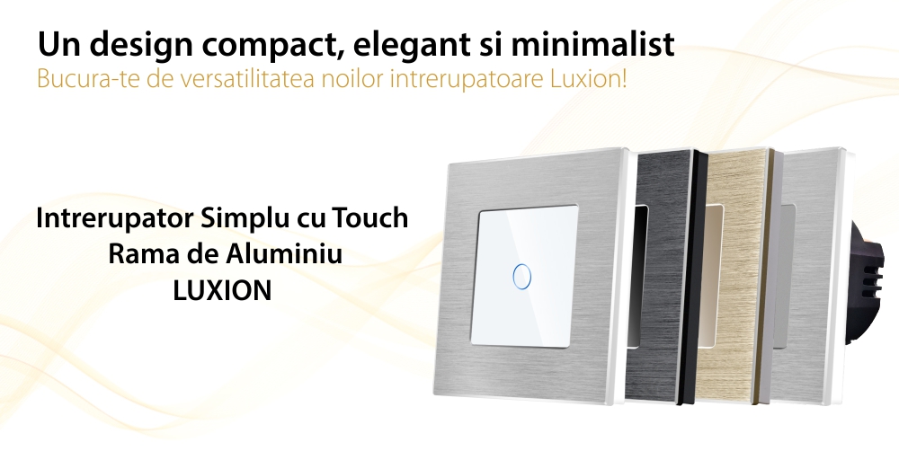 Intrerupator Simplu cu Touch din Sticla si Rama de Aluminiu LUXION, 500W