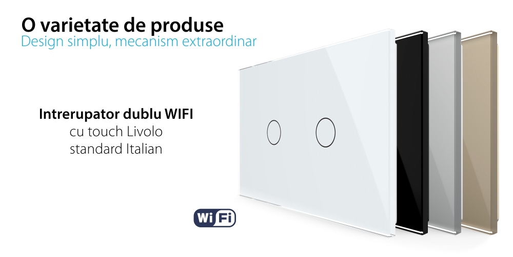 Intrerupator Dublu Wi-Fi cu Touch LIVOLO, standard Italian – Serie Noua