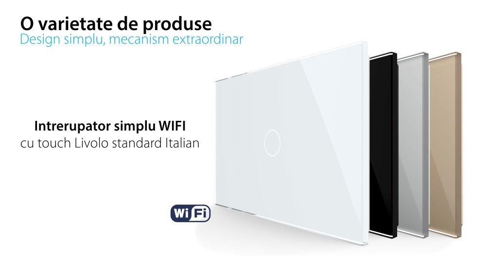 Intrerupator Simplu Wi-Fi cu Touch LIVOLO din Sticla, standard Italian – Serie Noua