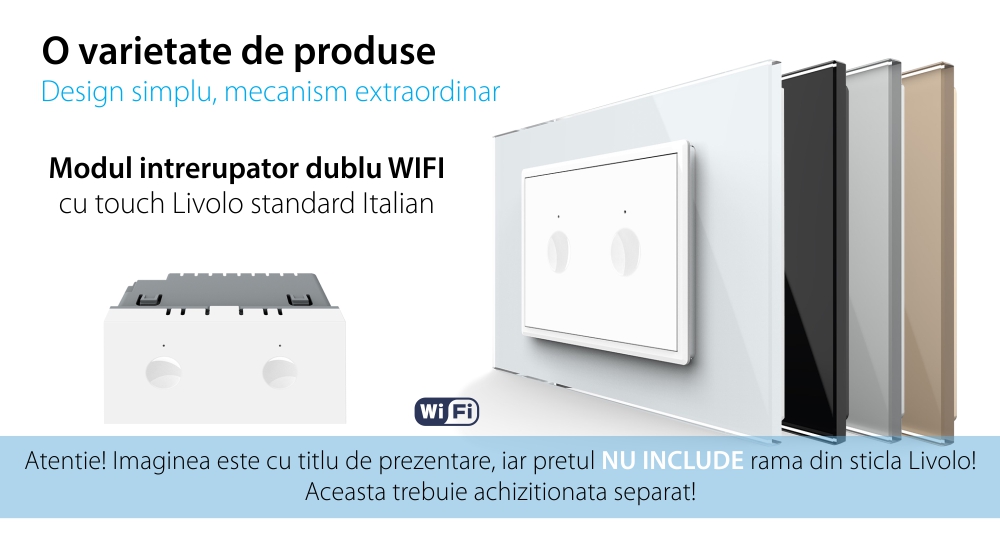 Modul Intrerupator Dublu WIFI cu Touch LIVOLO, standard italian – Serie Noua, Alb