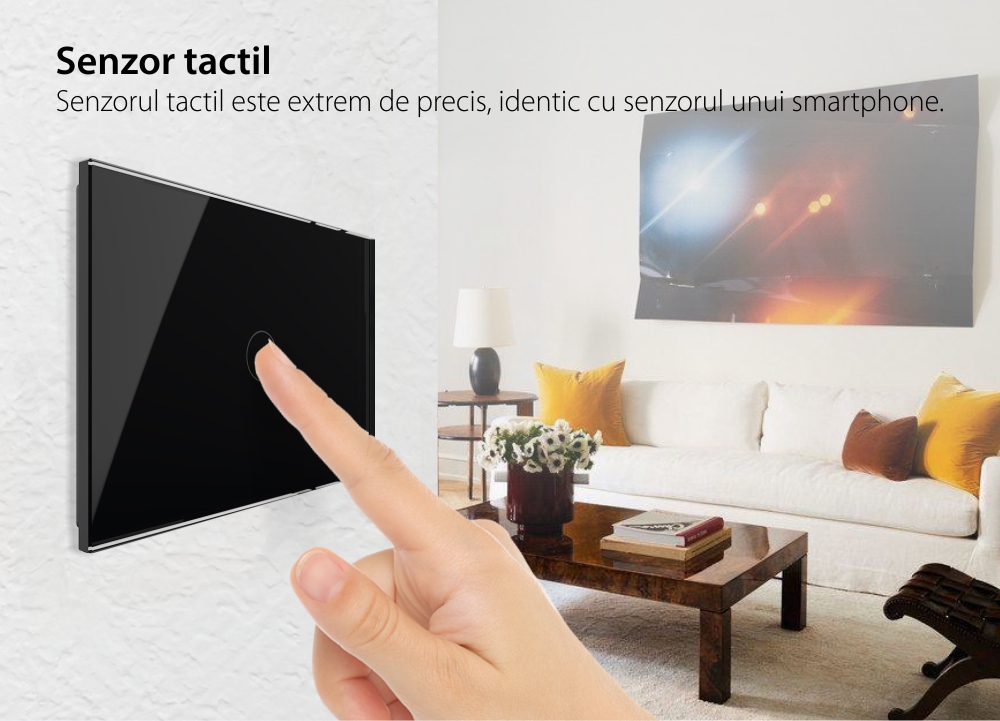 Intrerupator Simplu Cap Scara / Cruce Wi-Fi cu Touch LIVOLO, standard italian – Serie Noua