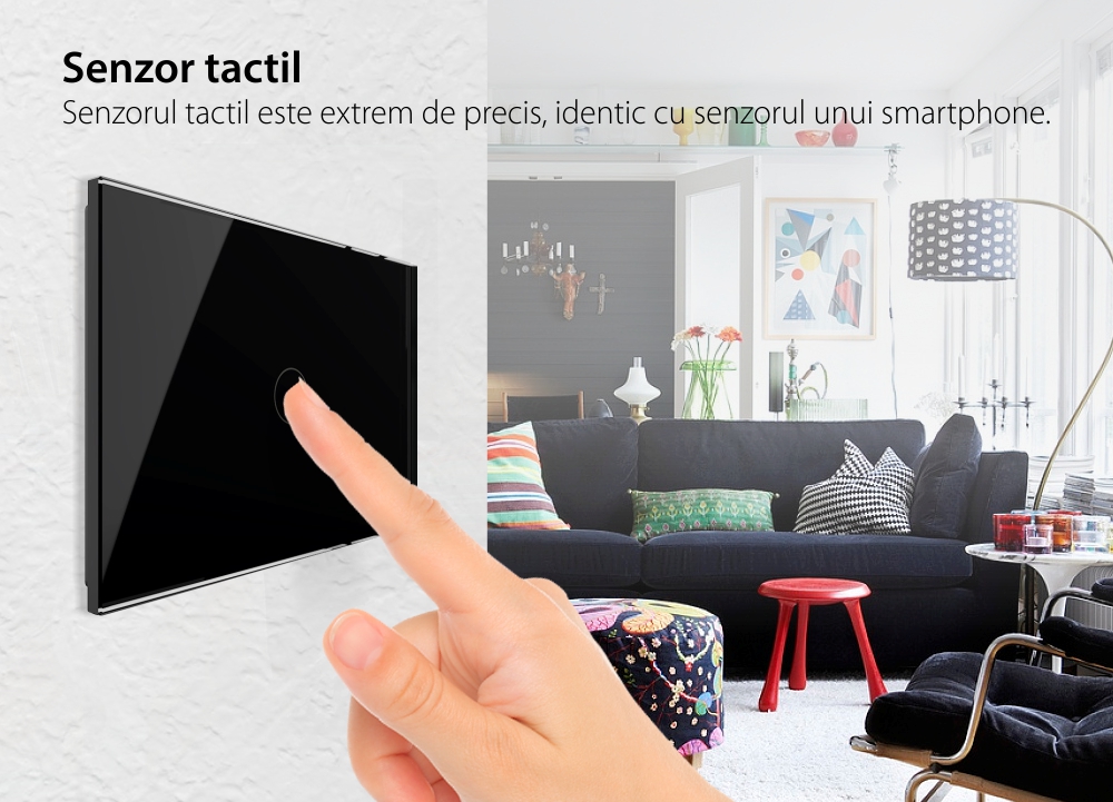 Intrerupator Simplu Wi-Fi cu Touch LIVOLO din Sticla, standard Italian – Serie Noua