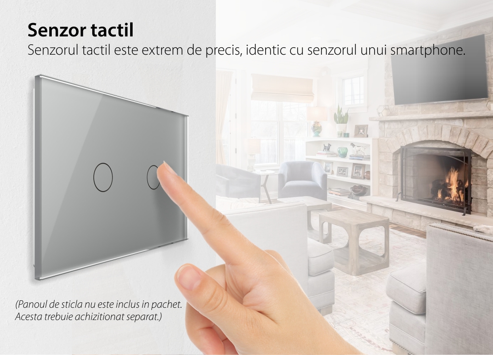 Modul Intrerupator Dublu Cap Scara / Cruce Wi-Fi cu Touch LIVOLO, standard italian – Serie Noua