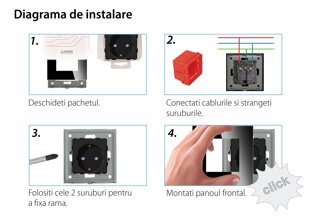 Priza Simpla LUXION cu Rama din Sticla