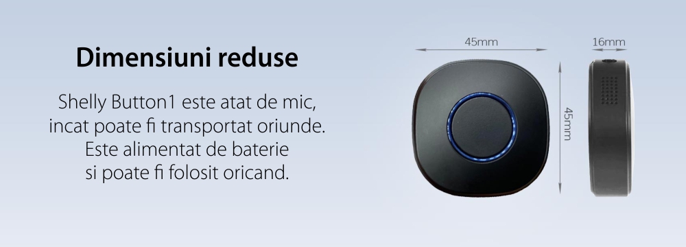 Buton inteligent Shelly Button1, Functie telecomanda, Control dispozitive, Wi-Fi 2.4 GHz