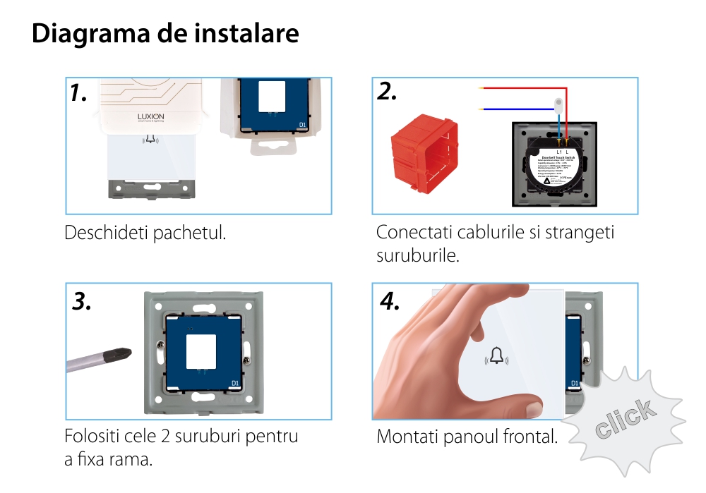 Buton Sonerie cu Touch din Sticla LUXION