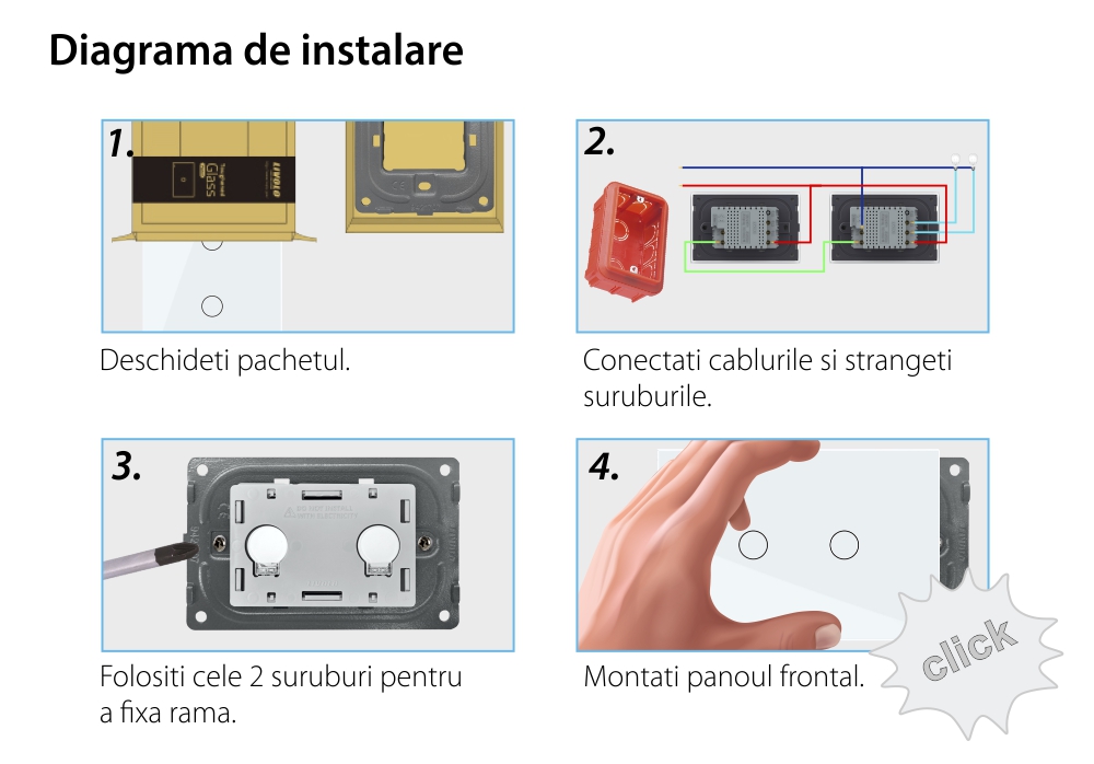 Intrerupator Dublu Cap Scara / Cruce Wi-Fi cu Touch LIVOLO, standard italian – Serie Noua