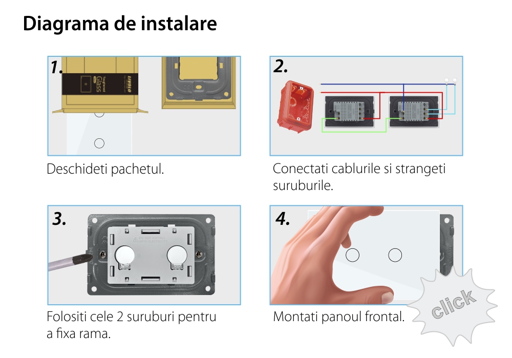 Modul Intrerupator Dublu Cap Scara / Cruce Wi-Fi cu Touch LIVOLO, standard italian – Serie Noua