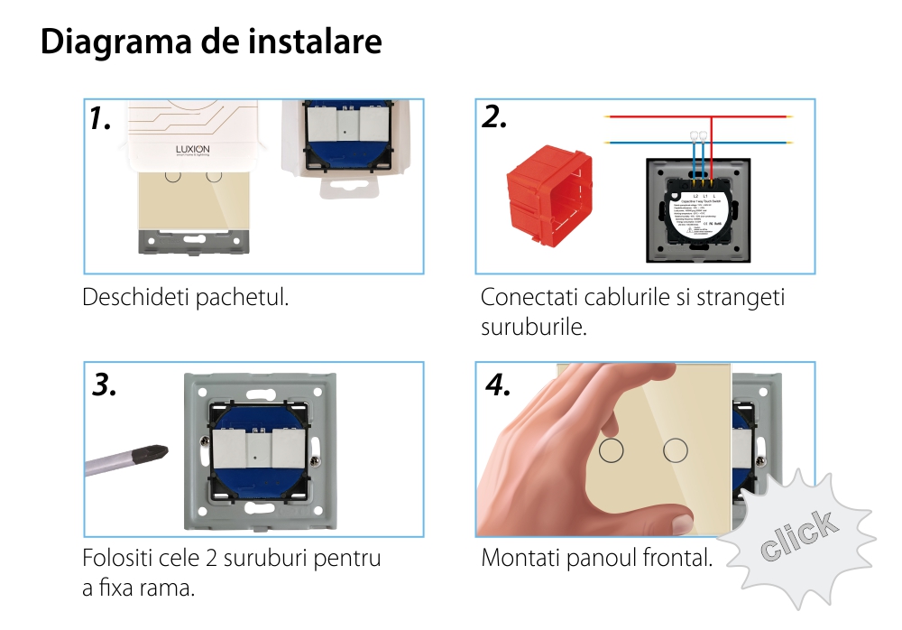 Intrerupator Dublu cu Touch din Sticla LUXION